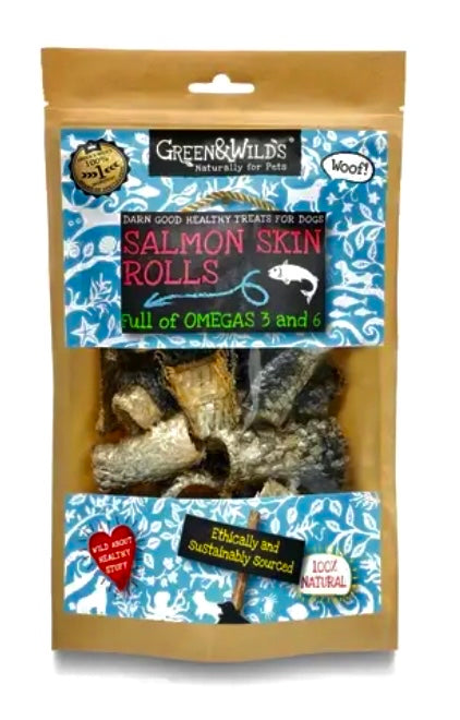 Green & Wilds Salmon Skin Rolls 50g