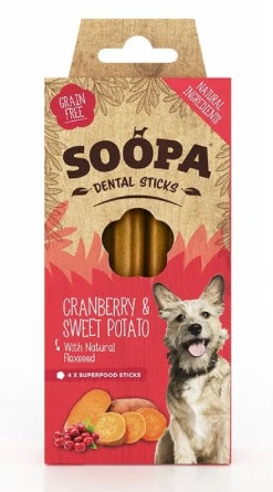 Soopa Cranberry & Sweet Potato Dental Sticks 100g Grain free