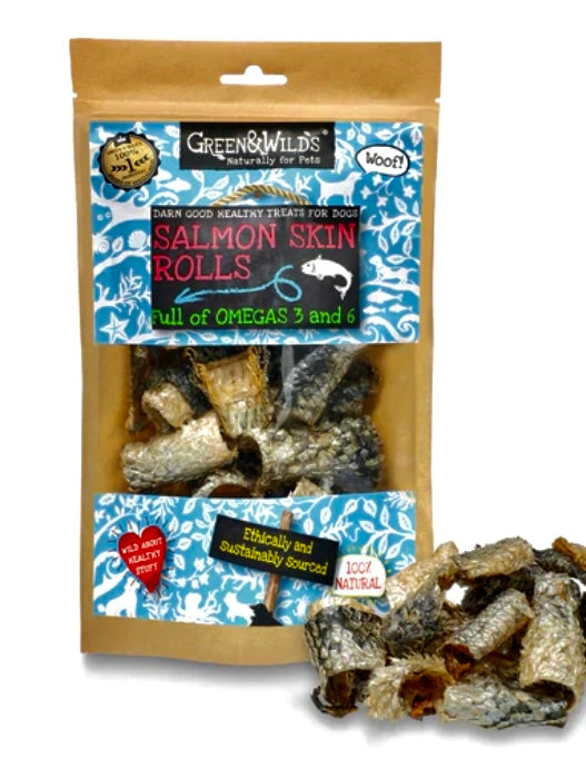 Green & Wilds Salmon Skin Rolls 50g