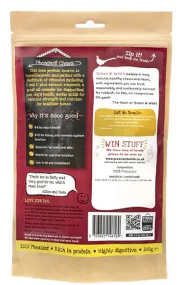 Green & Wilds Pheasant Chews 100g