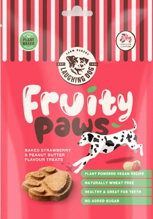 Laughing Dog Wheat Free Fruity Paws Strawberry & Peanut Butter Flavour 125g