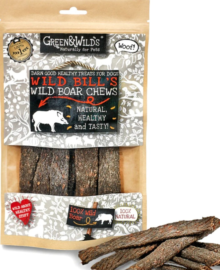 Green & Wilds.     Wild Boar Chews 100g