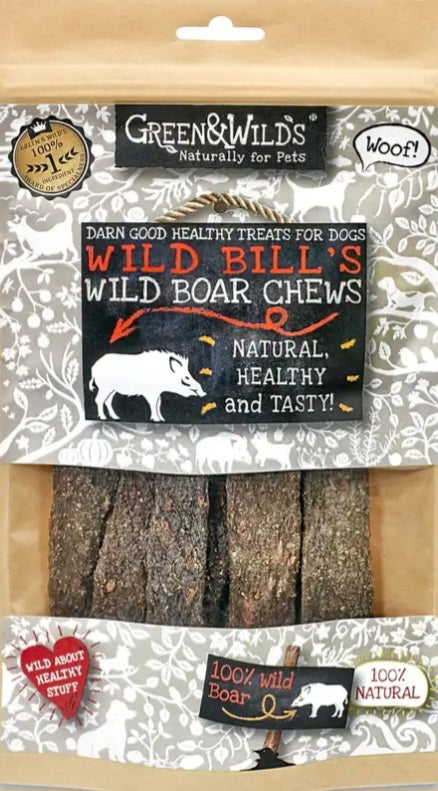 Green & Wilds.     Wild Boar Chews 100g